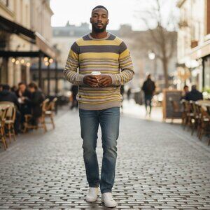 Tricot Point Zéro Black Label Homme Médium Semi-ajusté gris  jaune